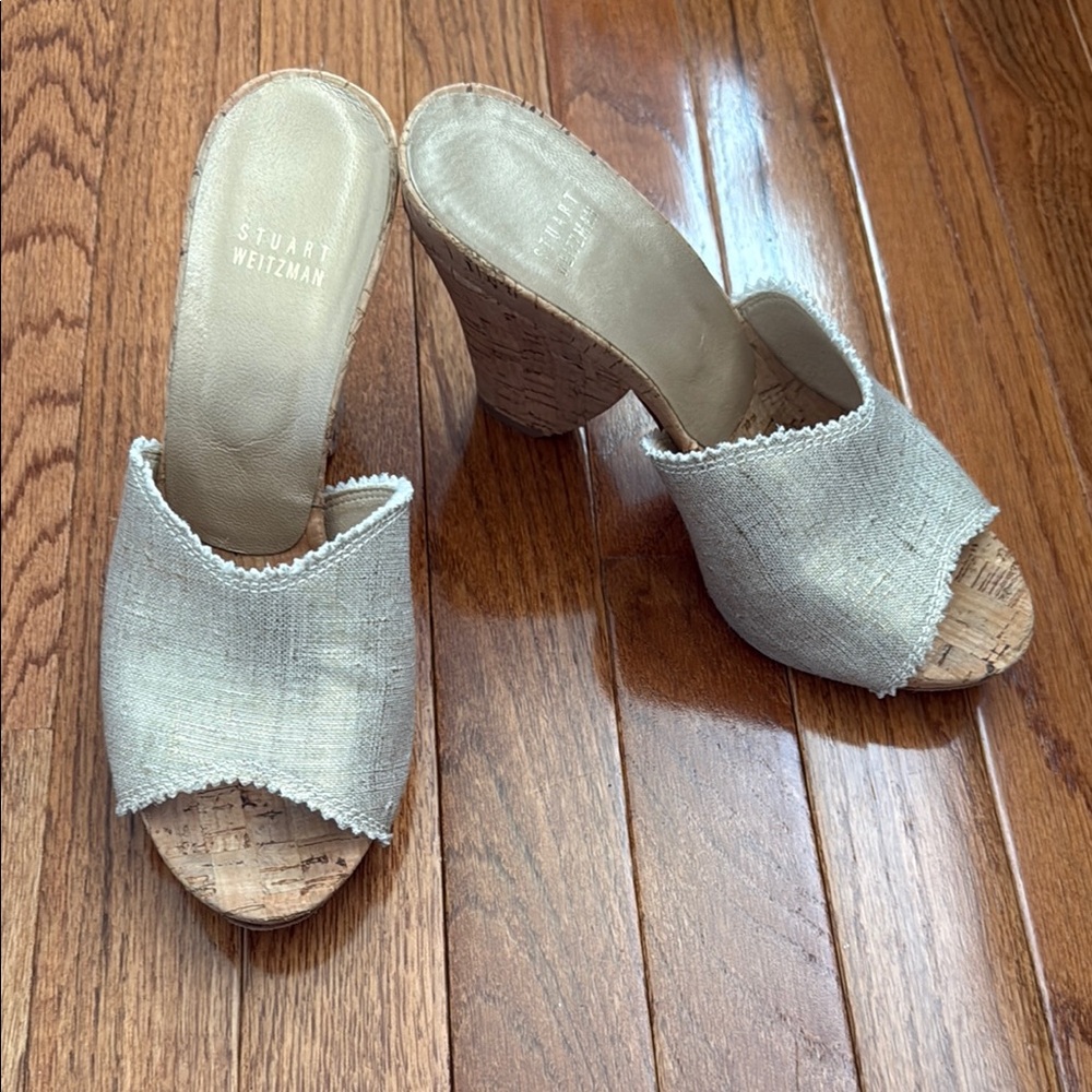 Stuart Weitzman Women's Silver Heeled Mules